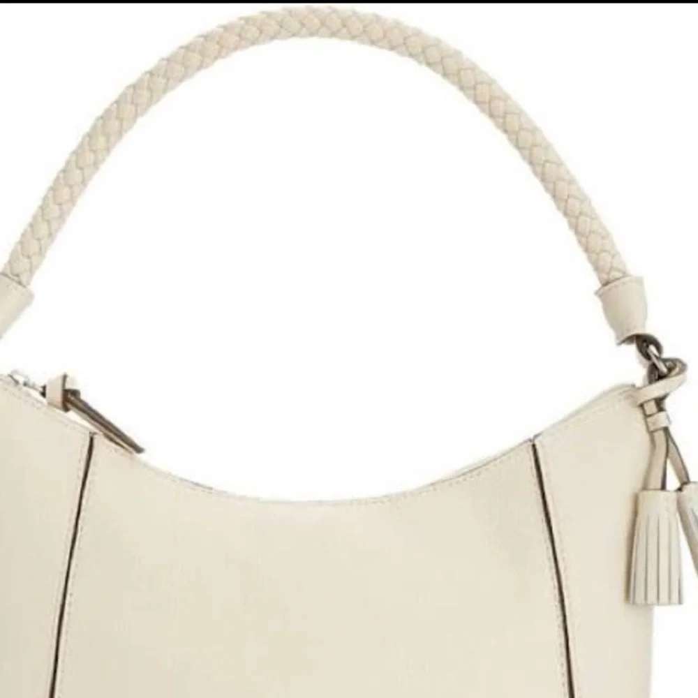 NWT GIANI BERNINI BRAID HANDLE PEBBLE HOBO BAG , IVORY